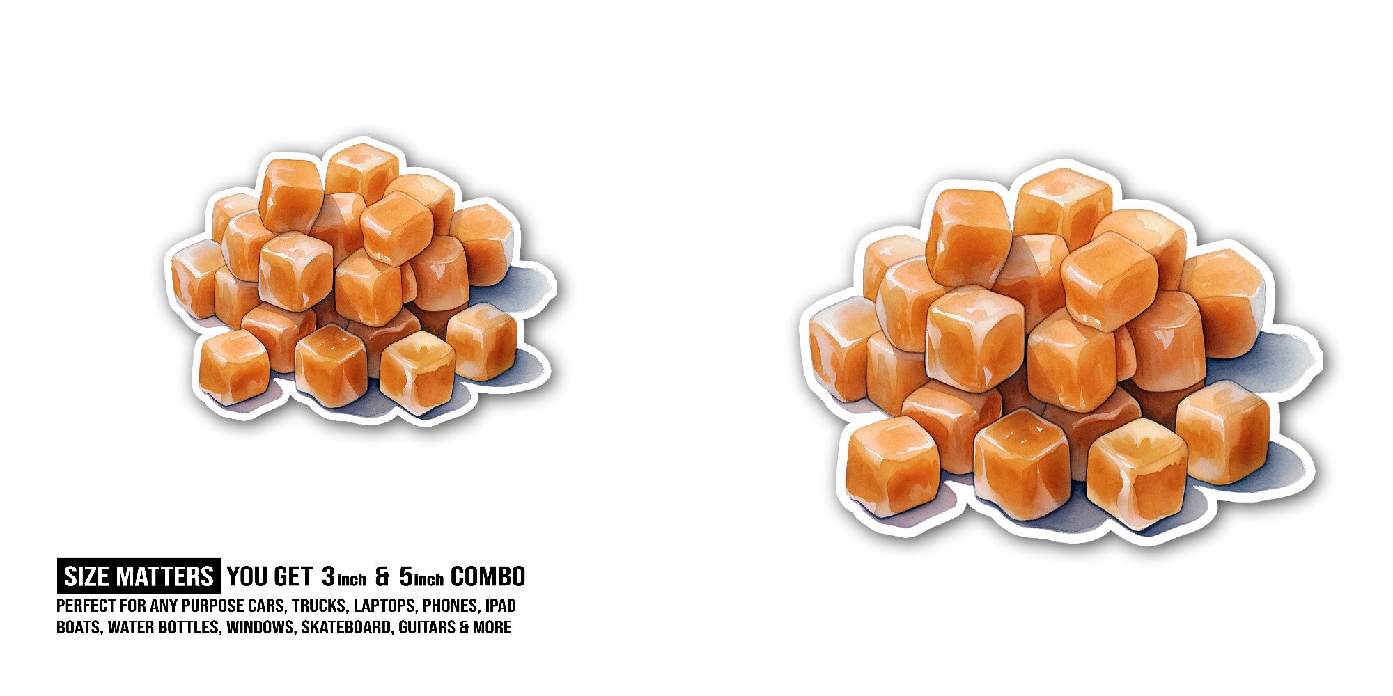 Toffees sweet food Sticker, Waterproof Vinyl Decal Sticker Indoor Or Outdoor 2 (Pieces) 3" and 5"