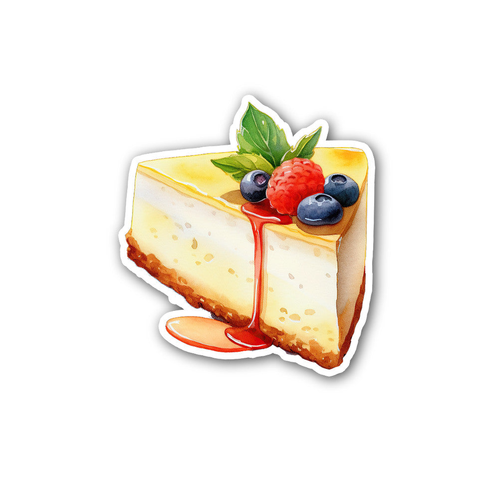 Yummy Cheesecake Dessert Sticker, Waterproof Vinyl Decal Sticker Indoor Or Outdoor 2 (Pieces) 3" and 5"