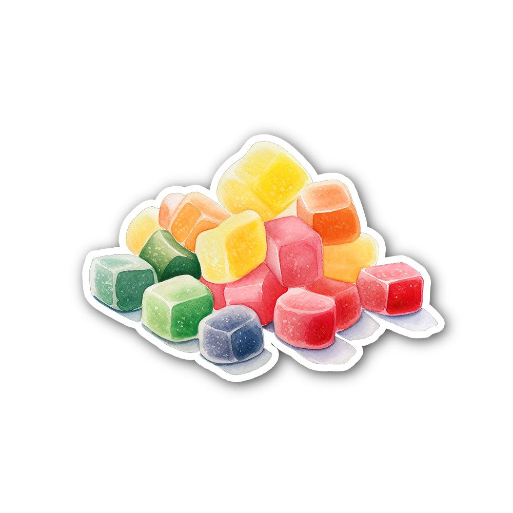 Yummy Jelly sugar candies Sticker, Waterproof Vinyl Decal Sticker Indoor Or Outdoor 2 (Pieces) 3" and 5"
