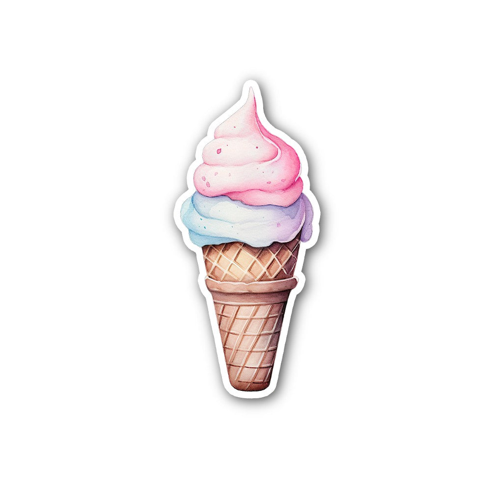 Cute Yummy Ice Cream Sticker, Waterproof Vinyl Decal Sticker Indoor Or Outdoor 2 (Pieces) 3" and 5"