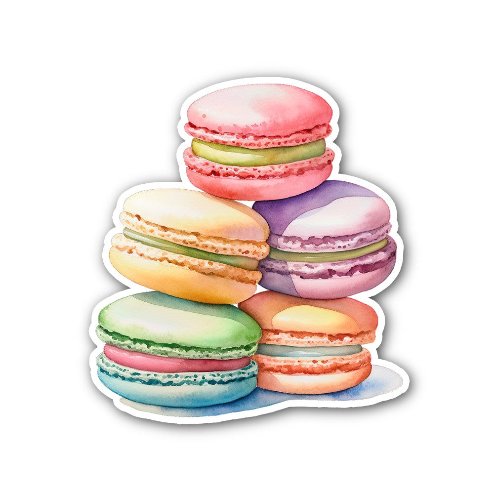 Yummy Macaron Sticker, Waterproof Vinyl Decal Sticker Indoor Or Outdoor 2 (Pieces) 3" and 5"