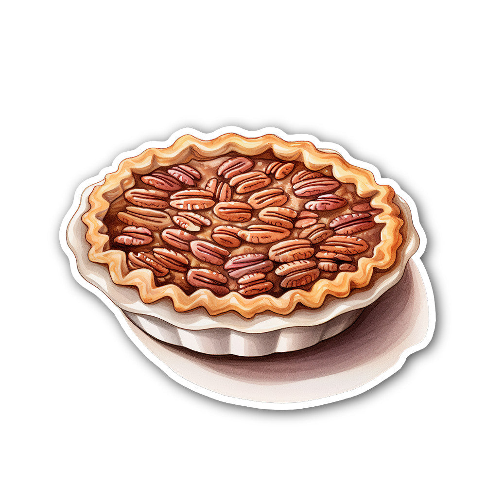 Tasty Pecan Pie Cake Sticker, Waterproof Vinyl Decal Sticker Indoor Or Outdoor 2 (Pieces) 3" and 5"