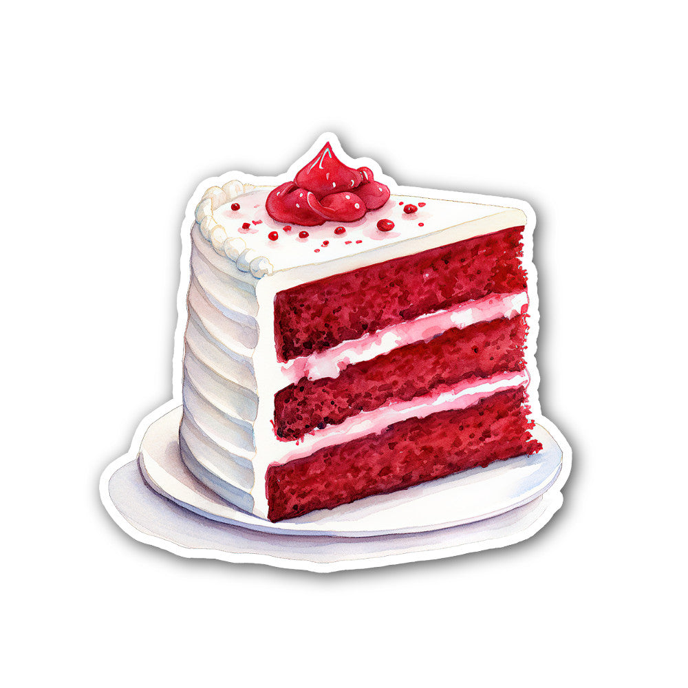Cute Red velvet cake Sticker, Waterproof Vinyl Decal Sticker Indoor Or Outdoor 2 (Pieces) 3" and 5"