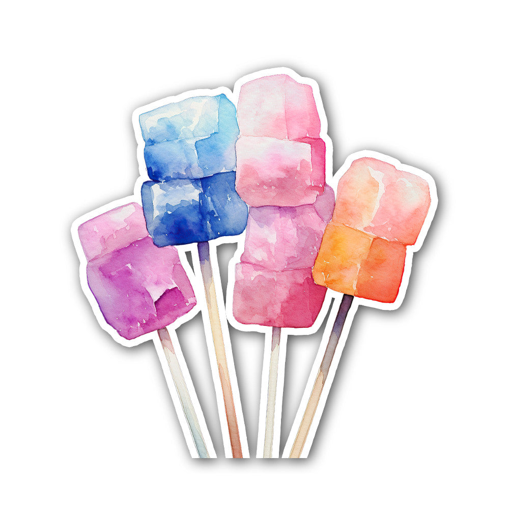 Beautiful Marshmallow on a Stick Sticker, Waterproof Vinyl Decal Sticker Indoor Or Outdoor 2 (Pieces) 3" and 5"