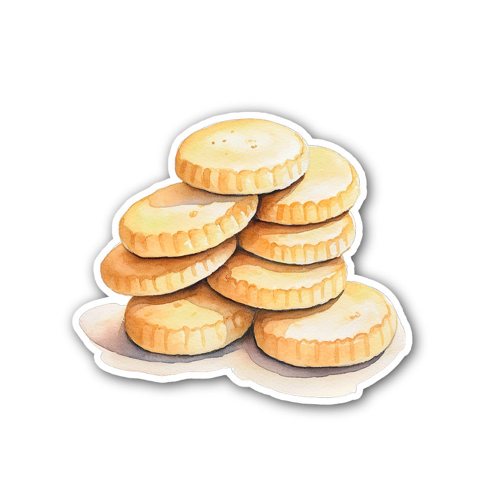 Yummy Butter cookies Sticker, Waterproof Vinyl Decal Sticker Indoor Or Outdoor 2 (Pieces) 3" and 5"
