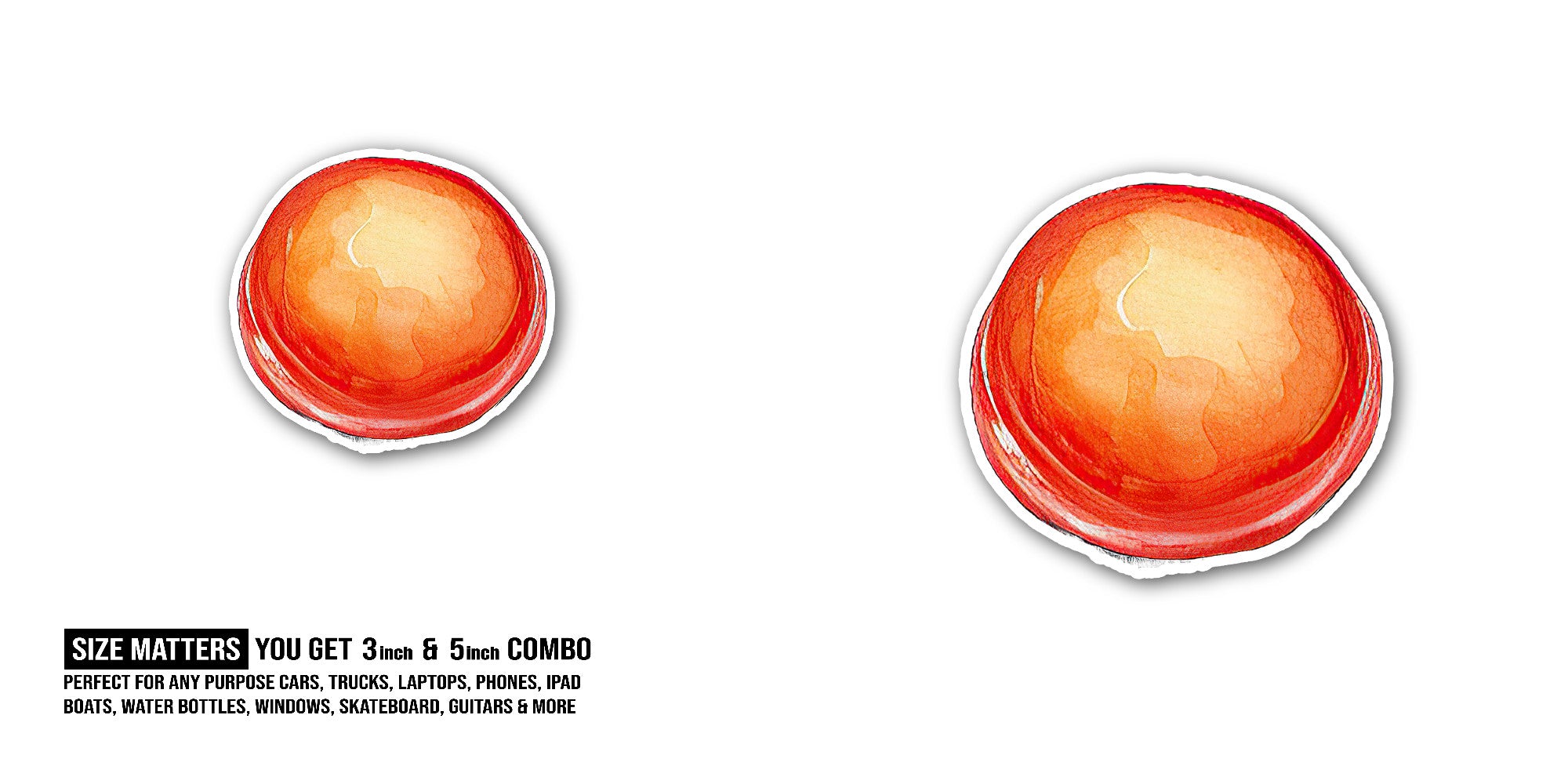 Orange Toffee Sticker, Waterproof Vinyl Decal Sticker Indoor Or Outdoor 2 (Pieces) 3" and 5"
