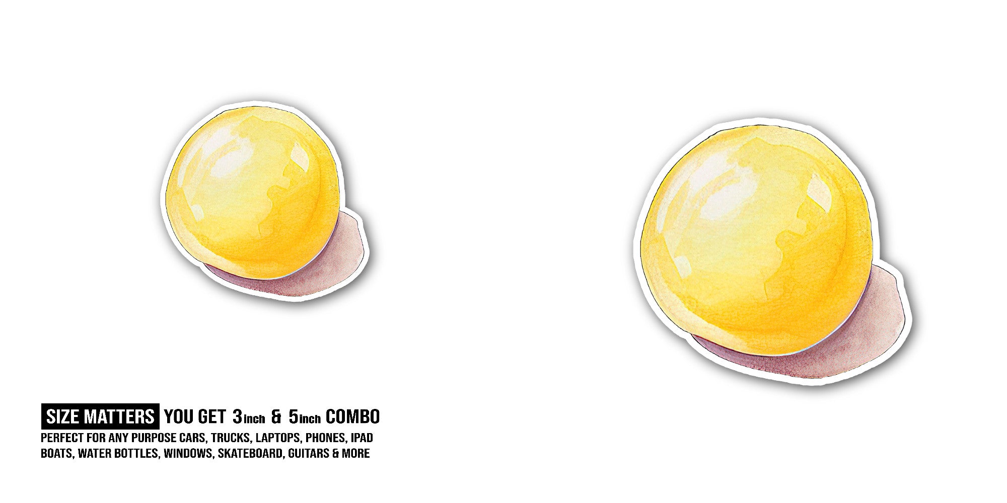 Yellow Toffee Sticker, Waterproof Vinyl Decal Sticker Indoor Or Outdoor 2 (Pieces) 3" and 5"