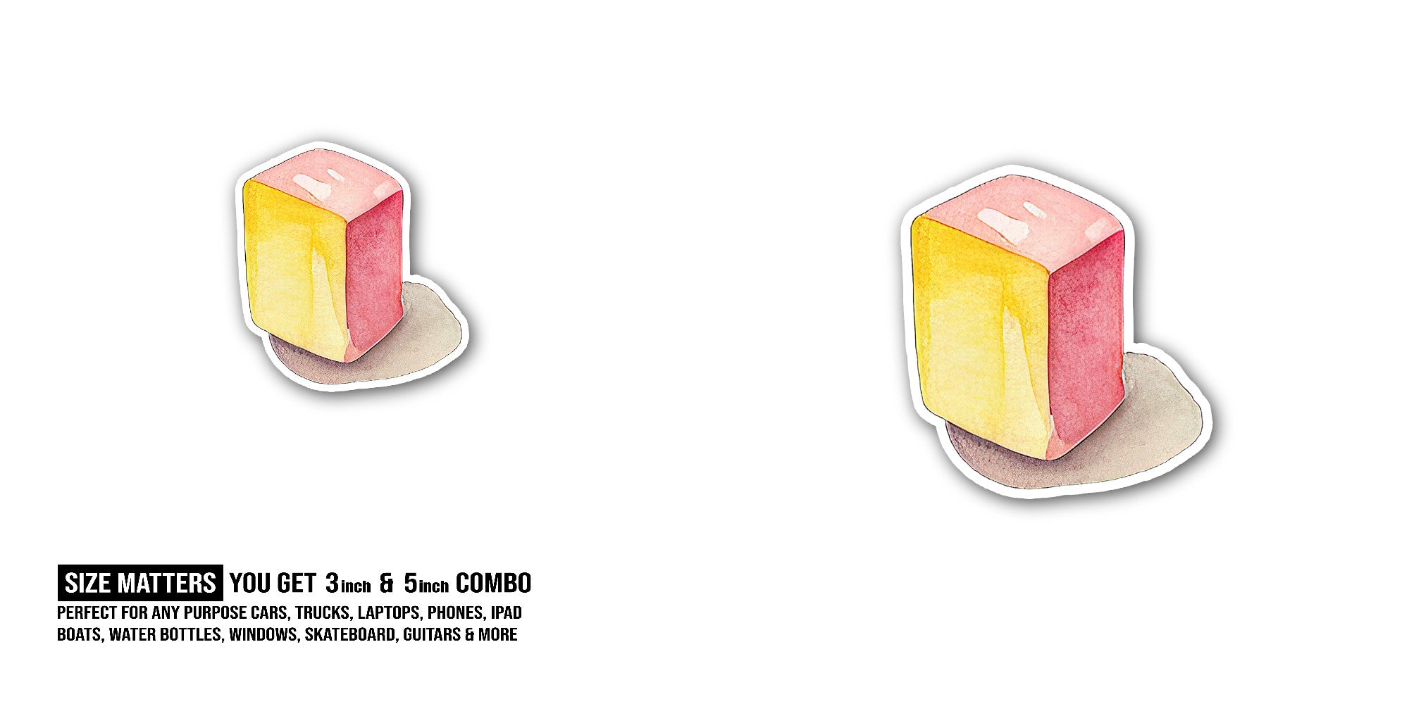 Sweet Yummy Candy Sticker, Waterproof Vinyl Decal Sticker Indoor Or Outdoor 2 (Pieces) 3" and 5"