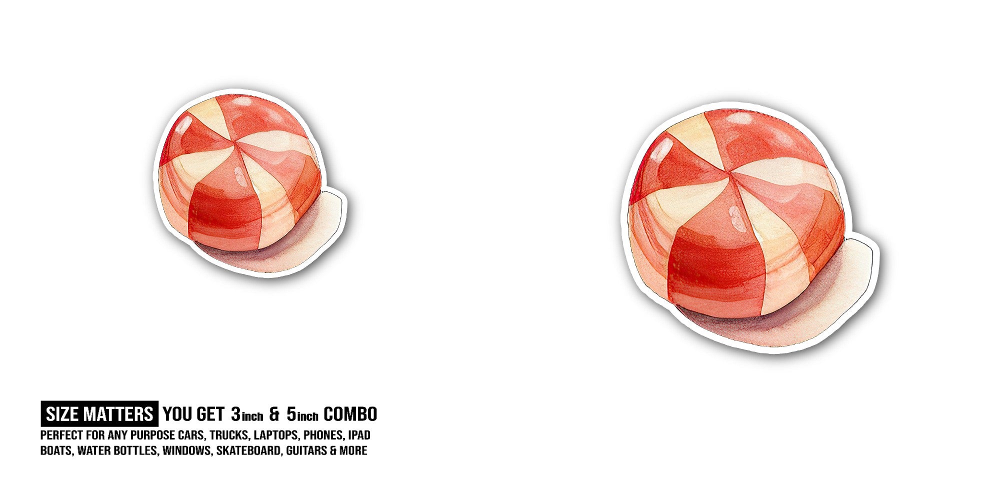 Colourful Tasty Toffee Sticker, Waterproof Vinyl Decal Sticker Indoor Or Outdoor 2 (Pieces) 3" and 5"