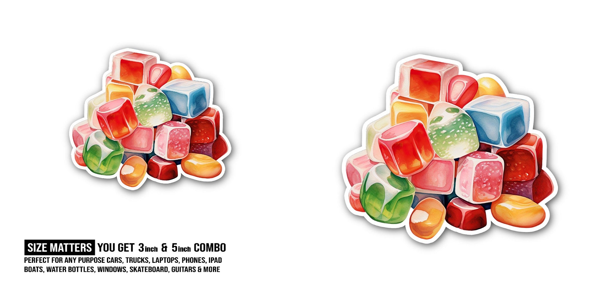 Sweet candy Sticker, Waterproof Vinyl Decal Sticker Indoor Or Outdoor 2 (Pieces) 3" and 5"