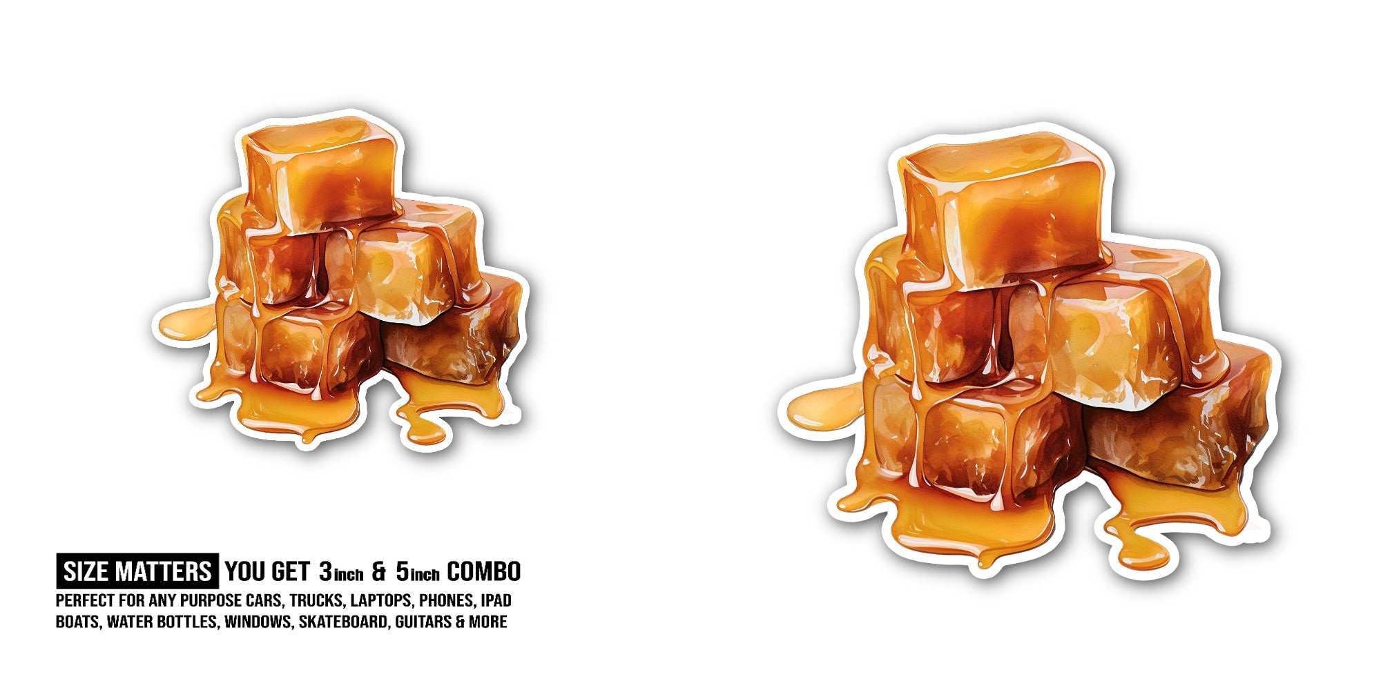 Caramel candy Sticker, Waterproof Vinyl Decal Sticker Indoor Or Outdoor 2 (Pieces) 3" and 5"