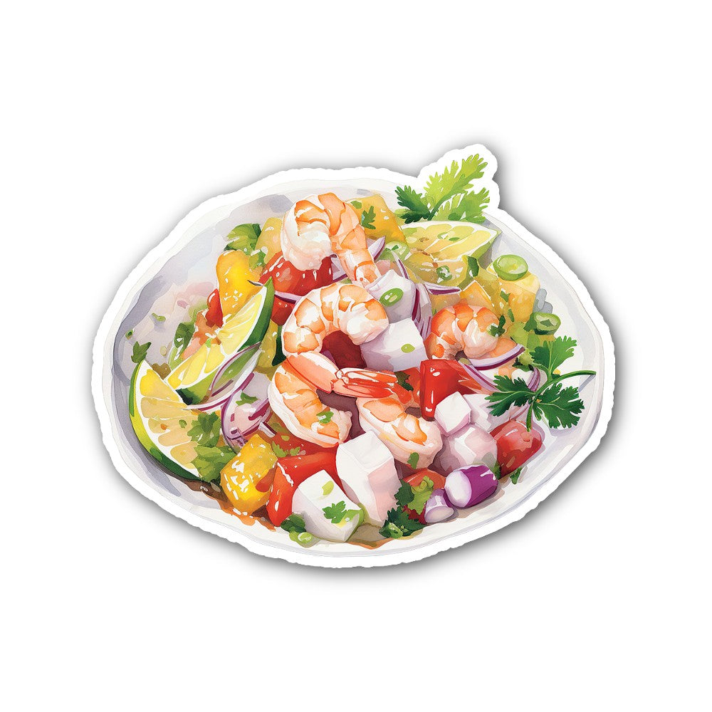 Ceviche Sticker, Waterproof Vinyl Decal Sticker Indoor Or Outdoor 2 (Pieces) 3" and 5"