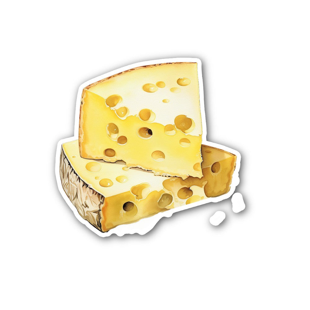 Swiss cheese Sticker, Waterproof Vinyl Decal Sticker Indoor Or Outdoor 2 (Pieces) 3" and 5"