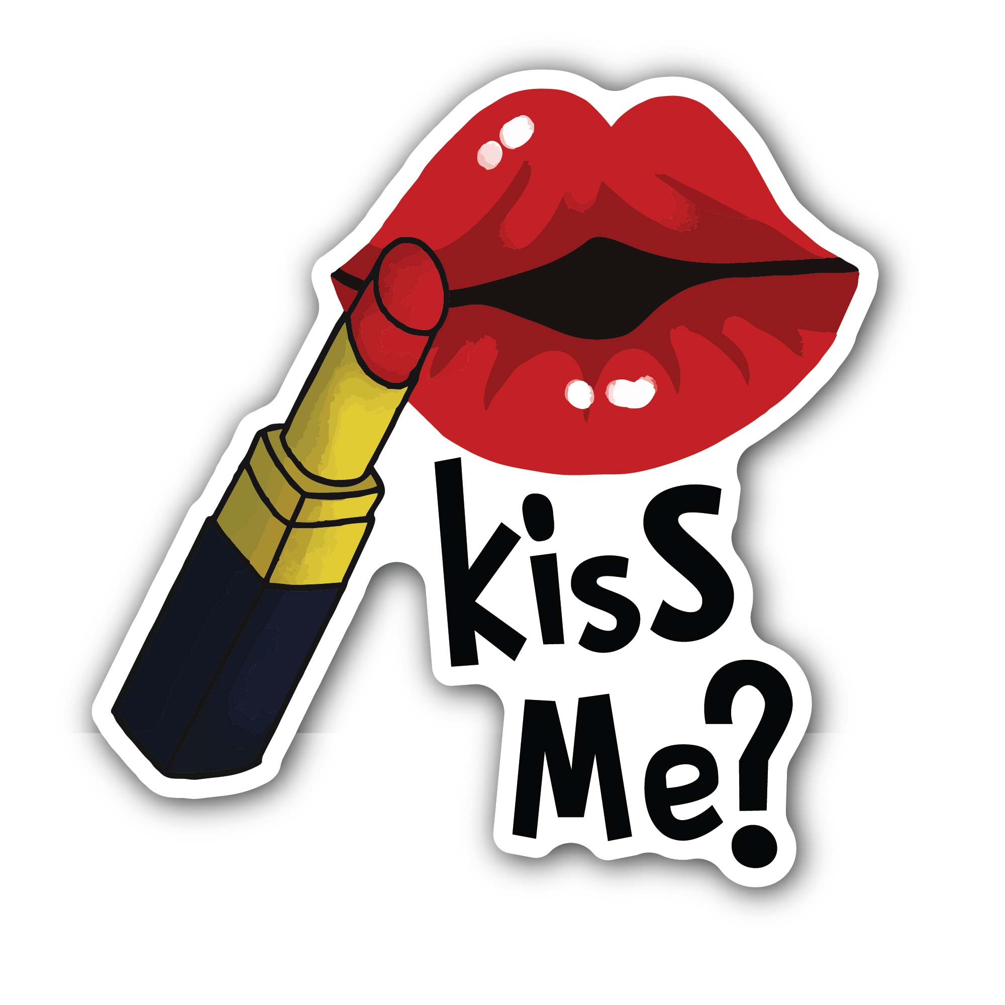 Lips & Kiss Me Love Sticker, Waterproof Vinyl Decal Sticker Indoor Or Outdoor 2 (Pieces) 3" and 5"