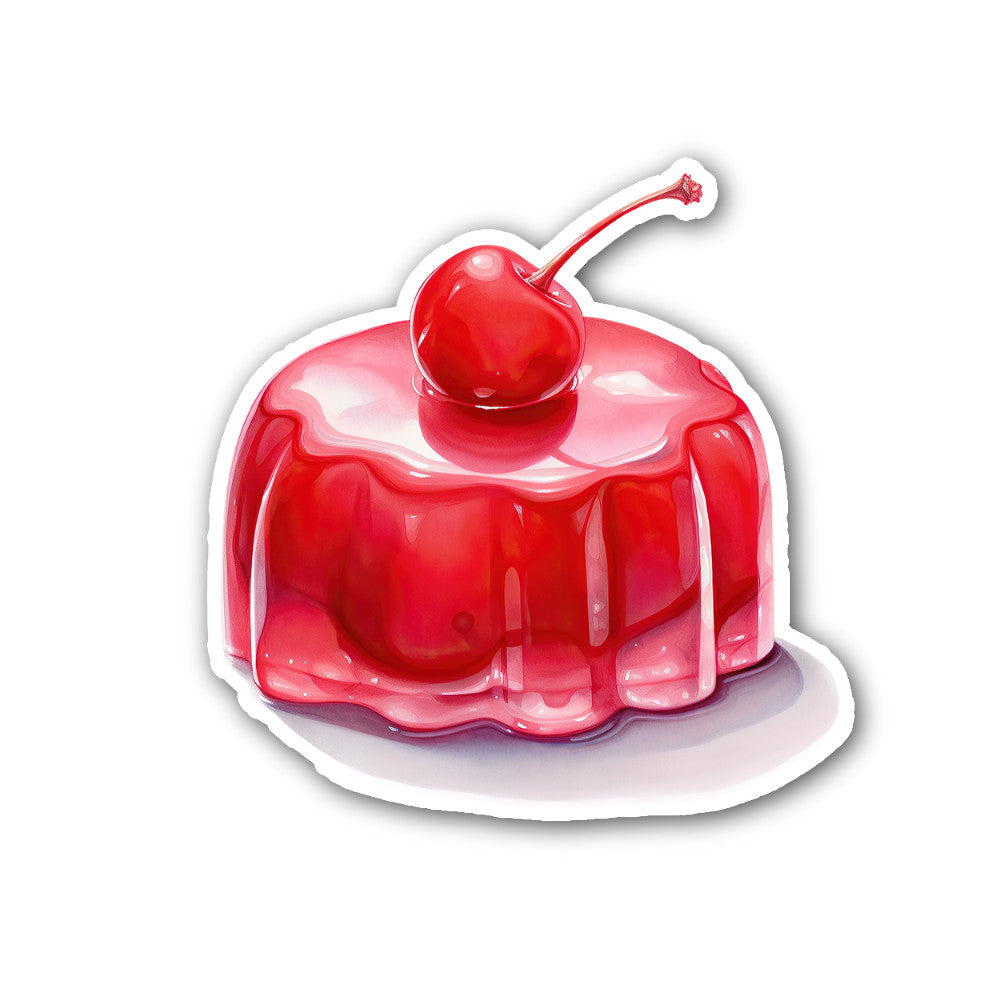 Cherry pudding Sticker, Waterproof Vinyl Decal Sticker Indoor Or Outdoor 2 (Pieces) 3" and 5"