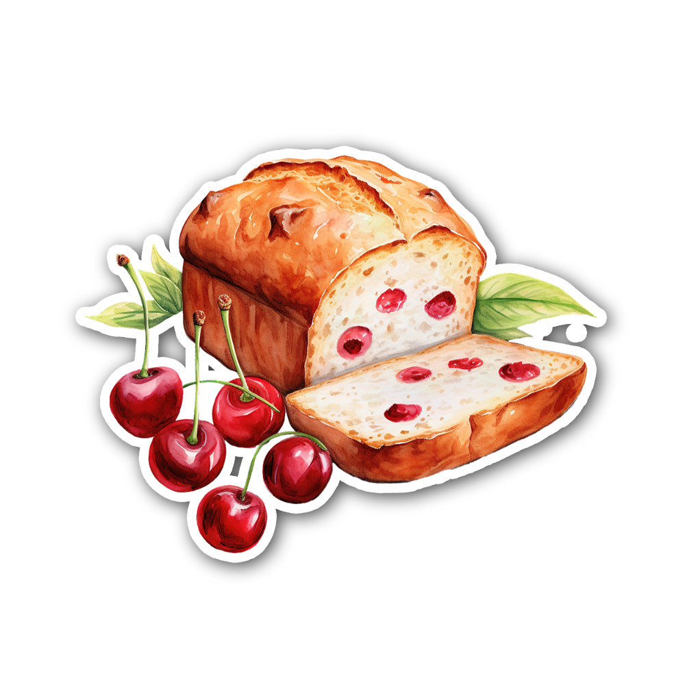 Cherry Bread Sticker, Waterproof Vinyl Decal Sticker Indoor Or Outdoor 2 (Pieces) 3" and 5"