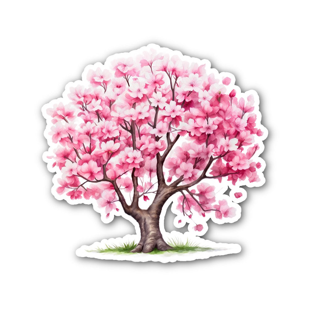 Cherry Blossom Tree Sticker, Waterproof Vinyl Decal Sticker Indoor Or Outdoor 2 (Pieces) 3" and 5"