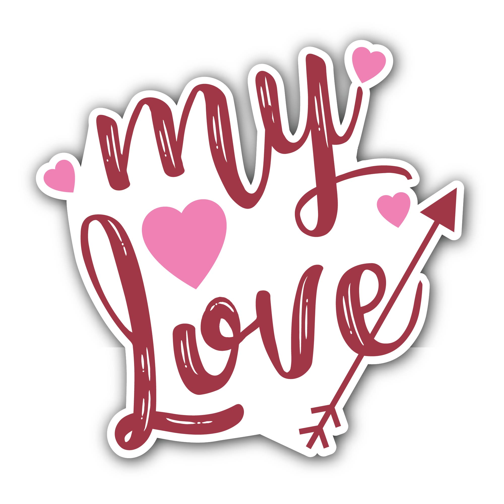 My Love Sticker, Waterproof Vinyl Decal Sticker Indoor Or Outdoor 2 (Pieces) 3" and 5"