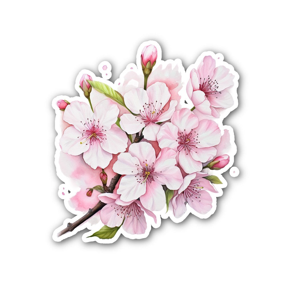 Cherry blossom Sticker, Waterproof Vinyl Decal Sticker Indoor Or Outdoor 2 (Pieces) 3" and 5"
