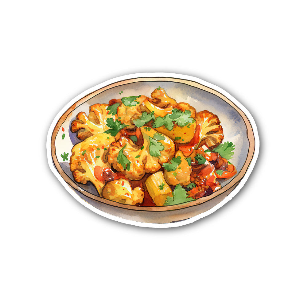 Roasted Cauliflower Sticker, Waterproof Vinyl Decal Sticker Indoor Or Outdoor 2 (Pieces) 3" and 5"