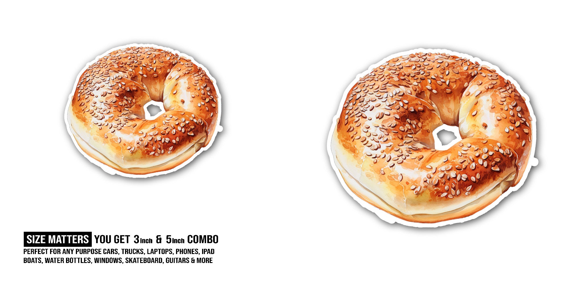 French bread Sticker, Waterproof Vinyl Decal Sticker Indoor Or Outdoor 2 (Pieces) 3" and 5"