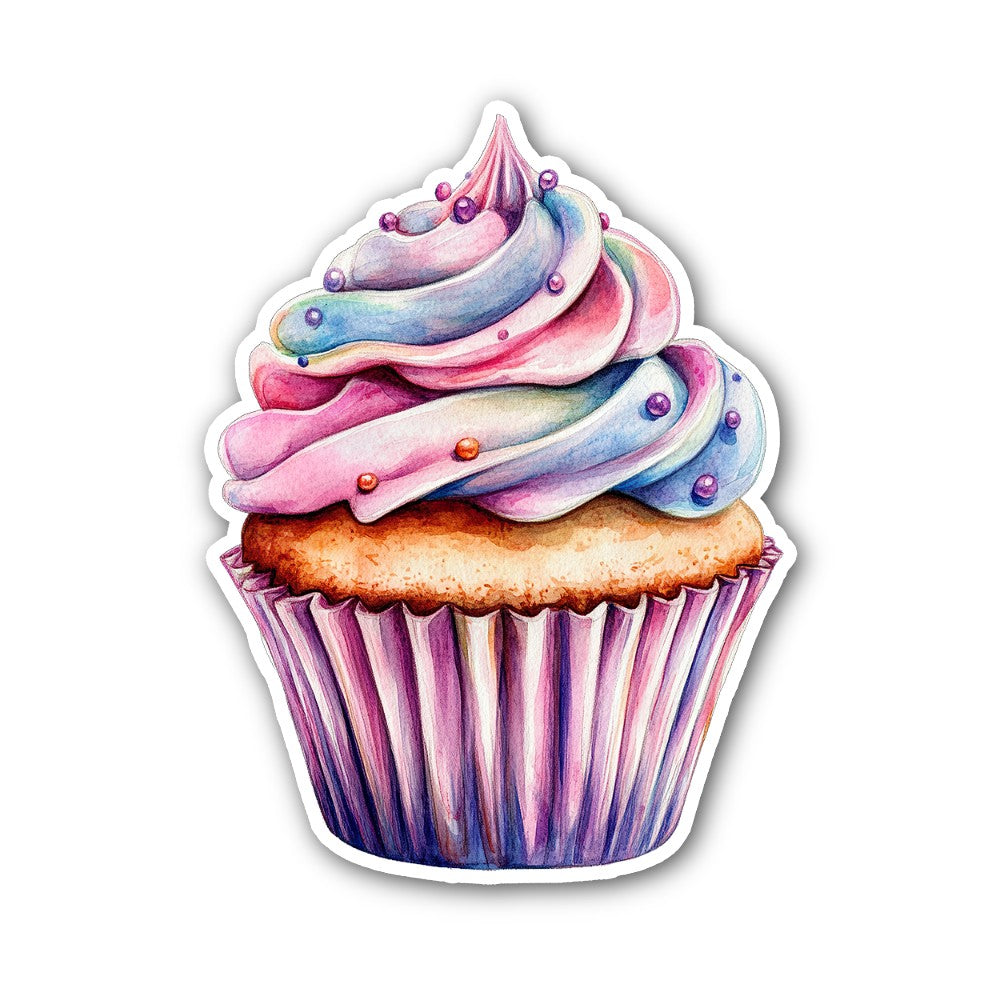 Pink cupcake Sticker, Waterproof Vinyl Decal Sticker Indoor Or Outdoor 2 (Pieces) 3" and 5"