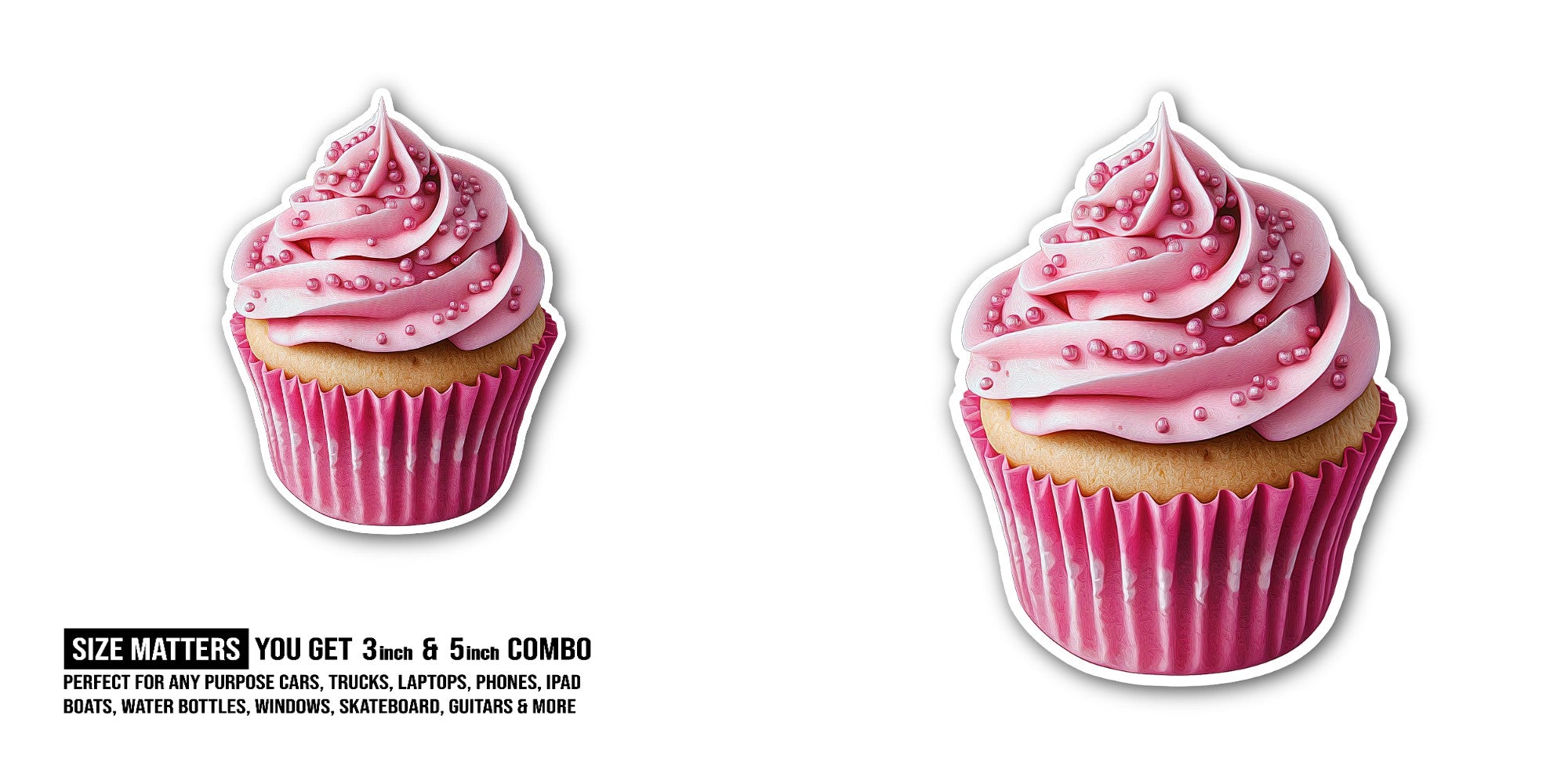 Tasty snack cakes Sticker, Waterproof Vinyl Decal Sticker Indoor Or Outdoor 2 (Pieces) 3" and 5"