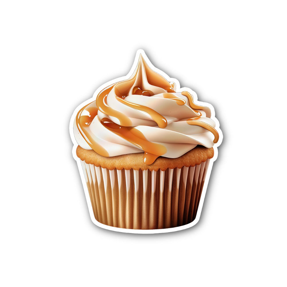 Caramel cupcake Sticker, Waterproof Vinyl Decal Sticker Indoor Or Outdoor 2 (Pieces) 3" and 5"