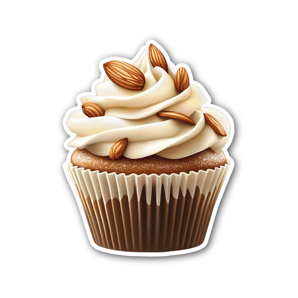 Almond cupcake Sticker, Waterproof Vinyl Decal Sticker Indoor Or Outdoor 2 (Pieces) 3" and 5"