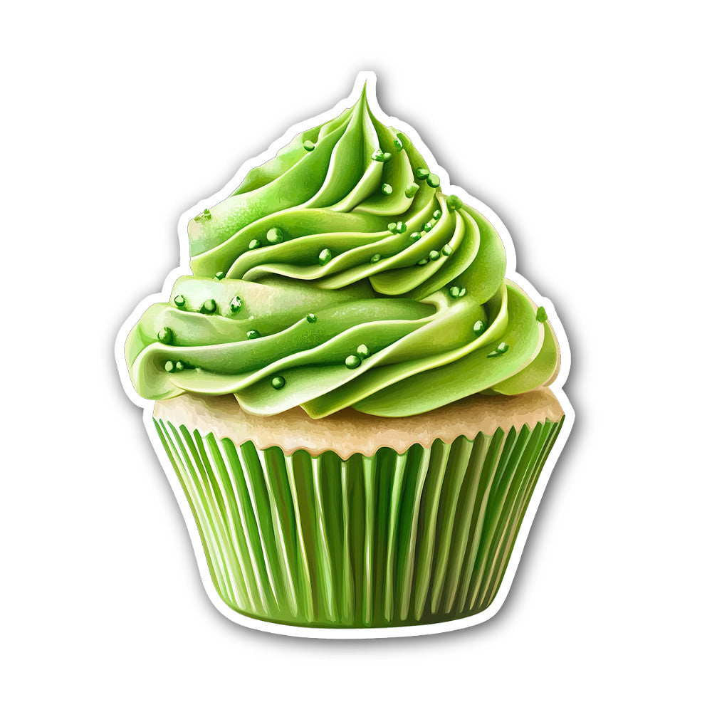 Matcha Cupcake Sticker, Waterproof Vinyl Decal Sticker Indoor Or Outdoor 2 (Pieces) 3" and 5"