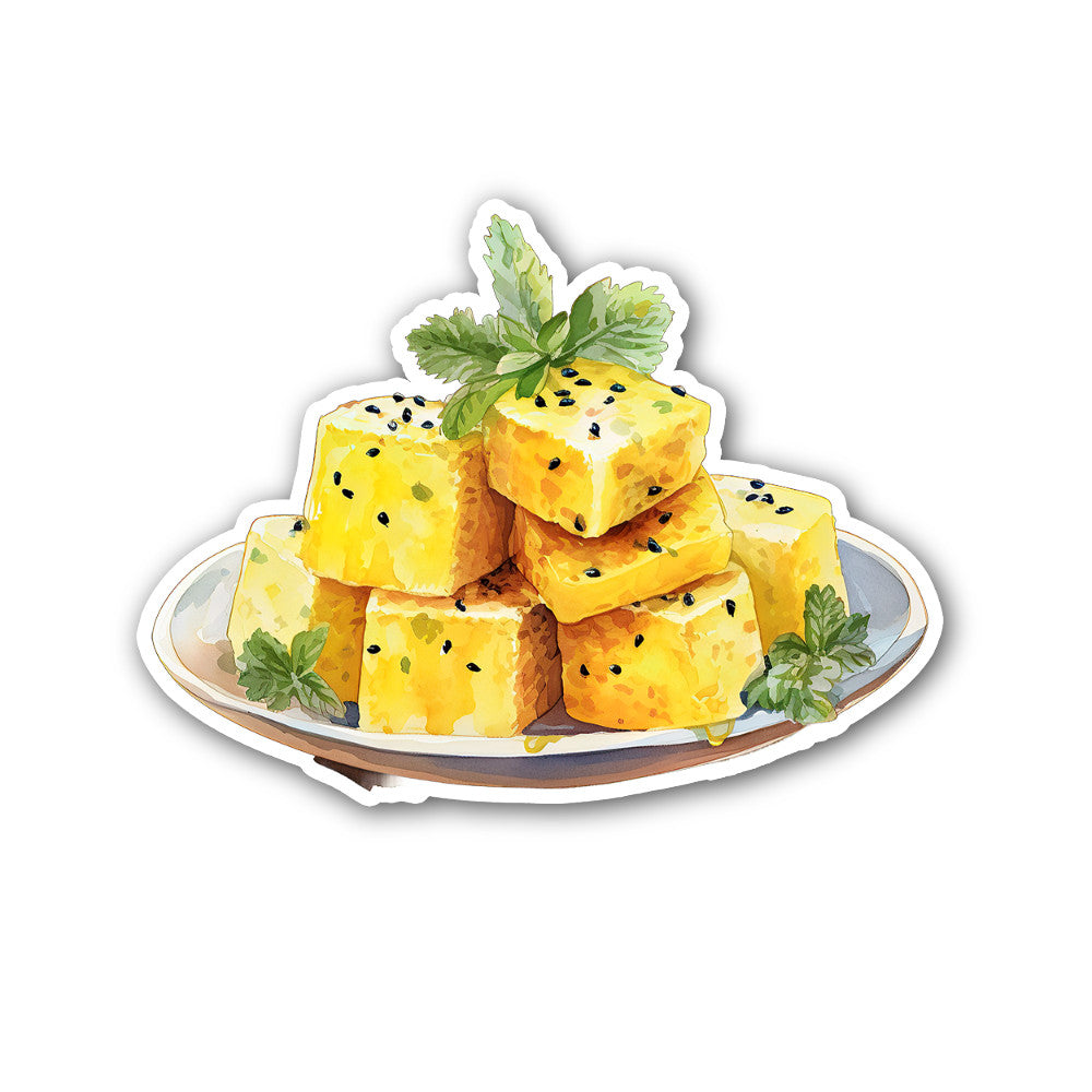 Lemon Dhokla Sticker, Waterproof Vinyl Decal Sticker Indoor Or Outdoor 2 (Pieces) 3" and 5"
