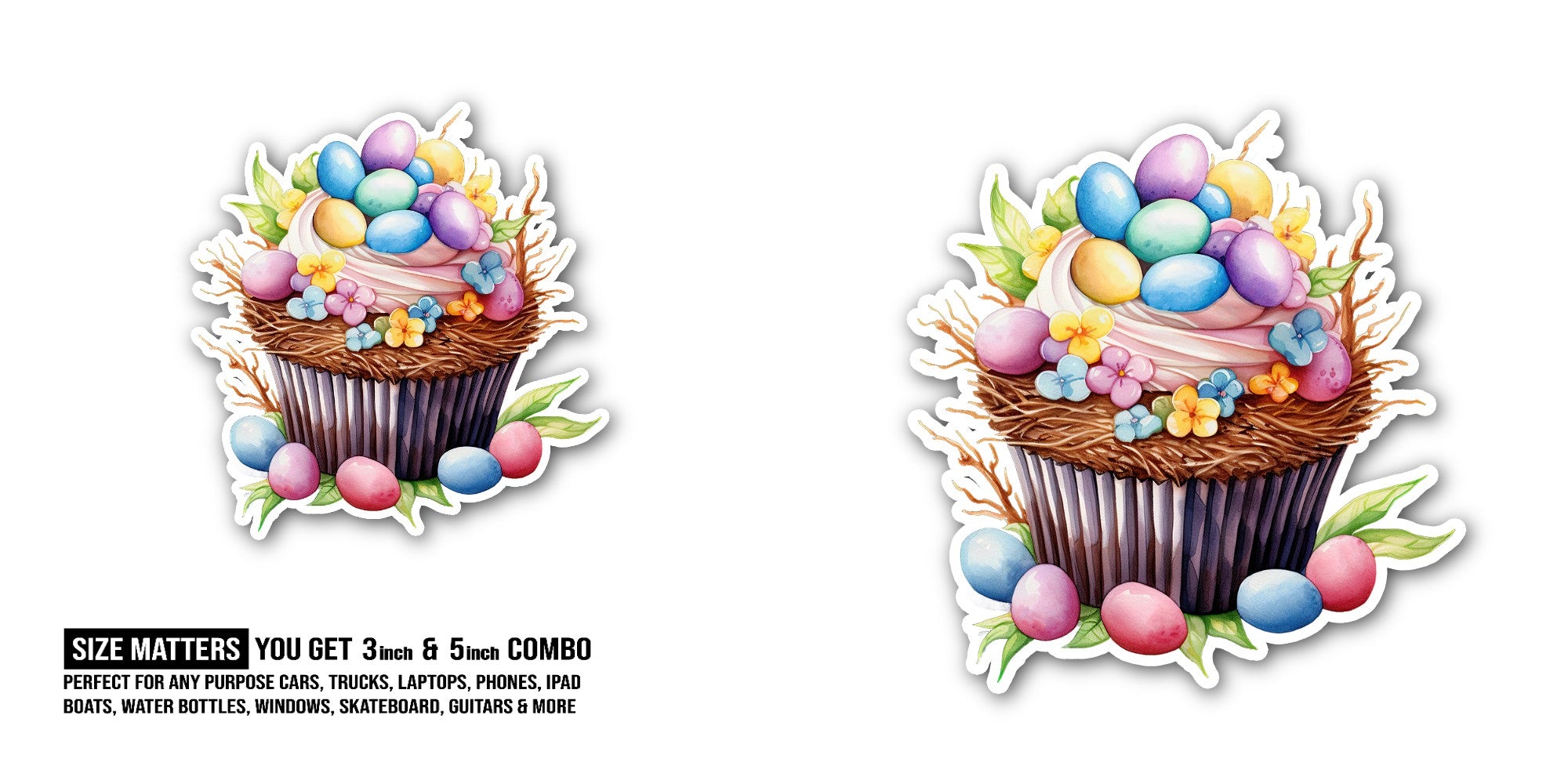 For the Easter holiday Sticker, Waterproof Vinyl Decal Sticker Indoor Or Outdoor 2 (Pieces) 3" and 5"