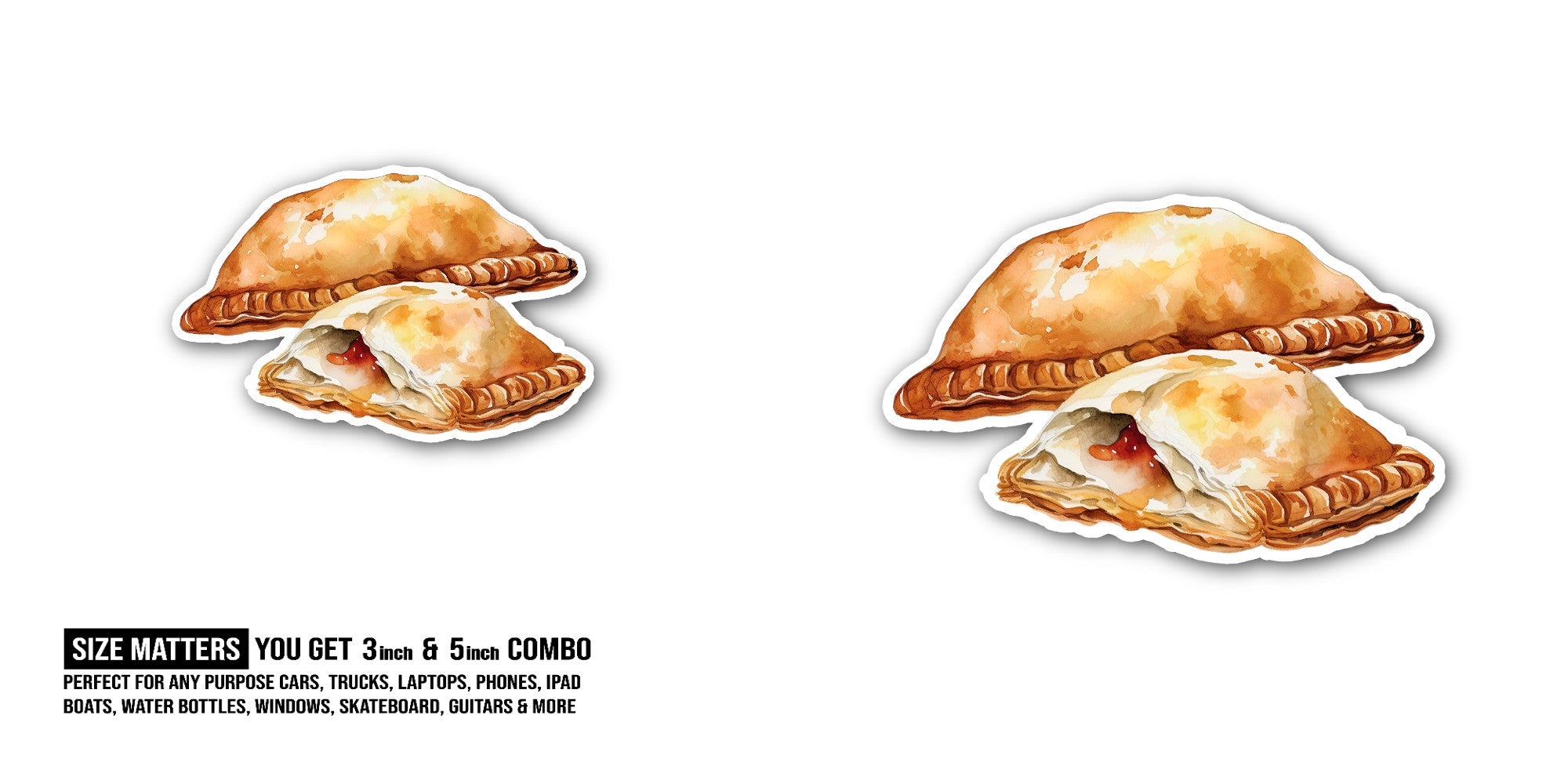 Fried pastry Sticker, Waterproof Vinyl Decal Sticker Indoor Or Outdoor 2 (Pieces) 3" and 5"