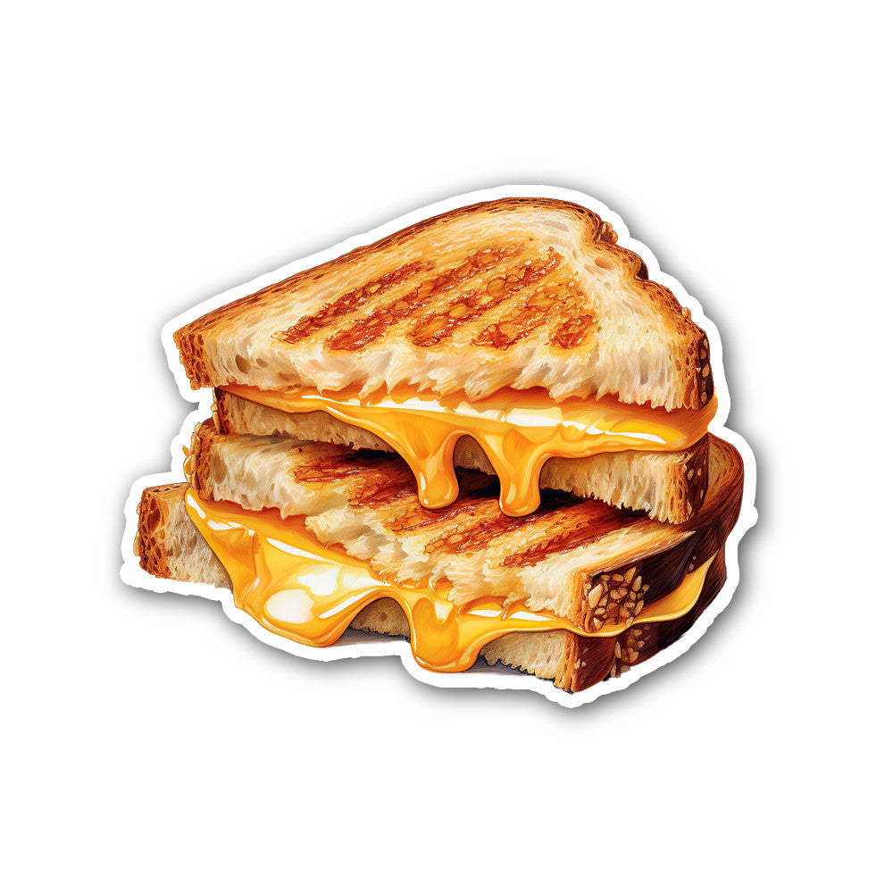 Grilled cheese Sticker, Waterproof Vinyl Decal Sticker Indoor Or Outdoor 2 (Pieces) 3" and 5"