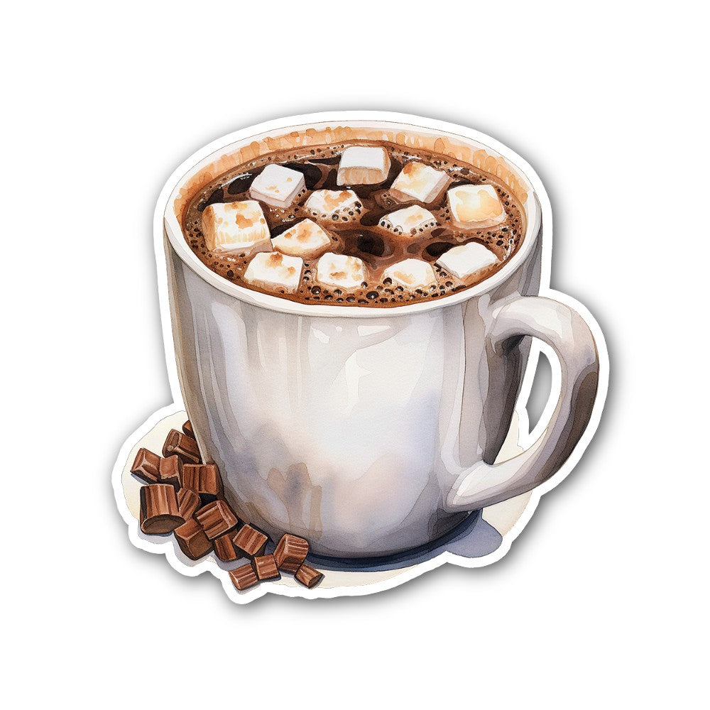 Hot Chocolate Drink Sticker, Waterproof Vinyl Decal Sticker Indoor Or Outdoor 2 (Pieces) 3" and 5"