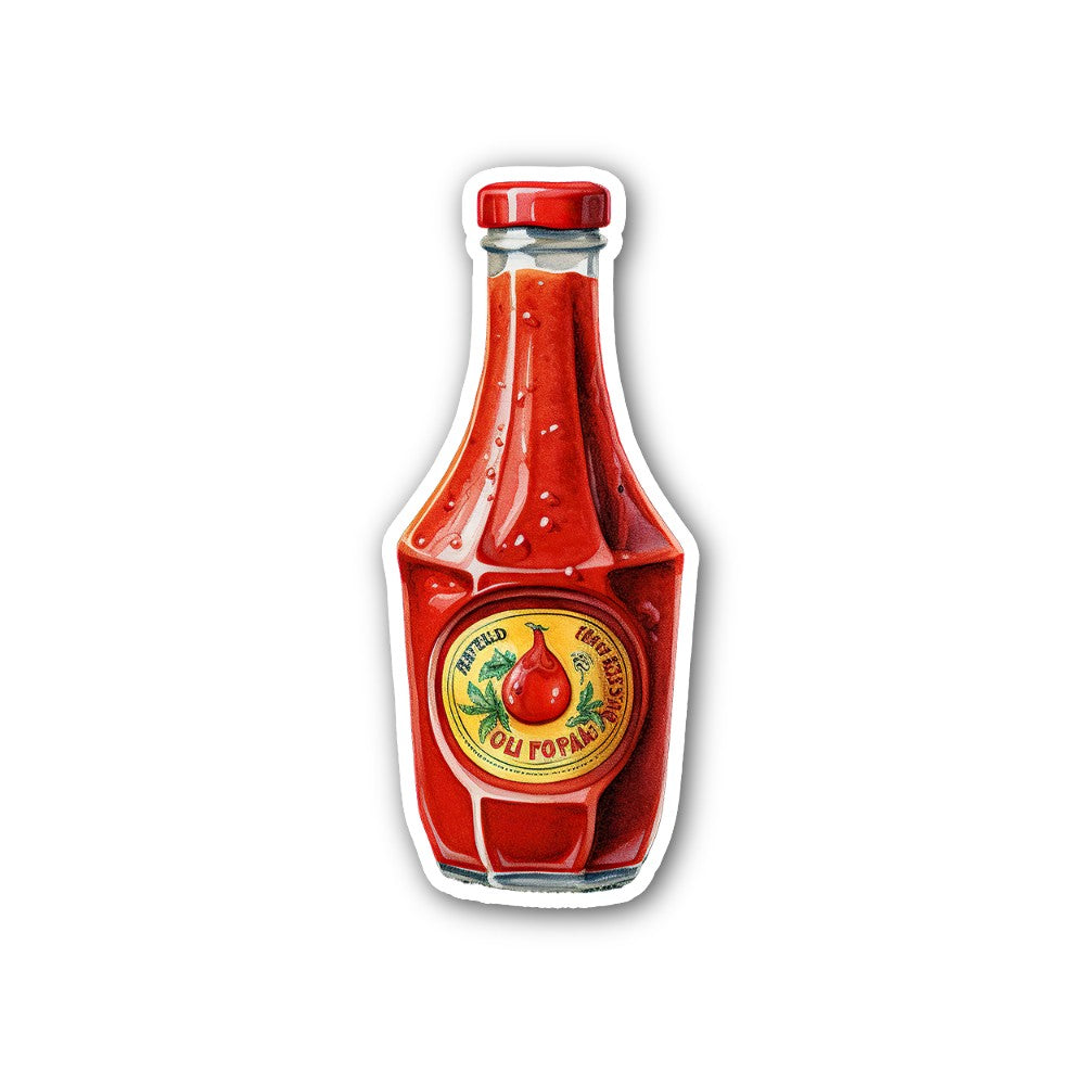 Cute Yummy Hot Sauce Sticker, Waterproof Vinyl Decal Sticker Indoor Or Outdoor 2 (Pieces) 3" and 5"