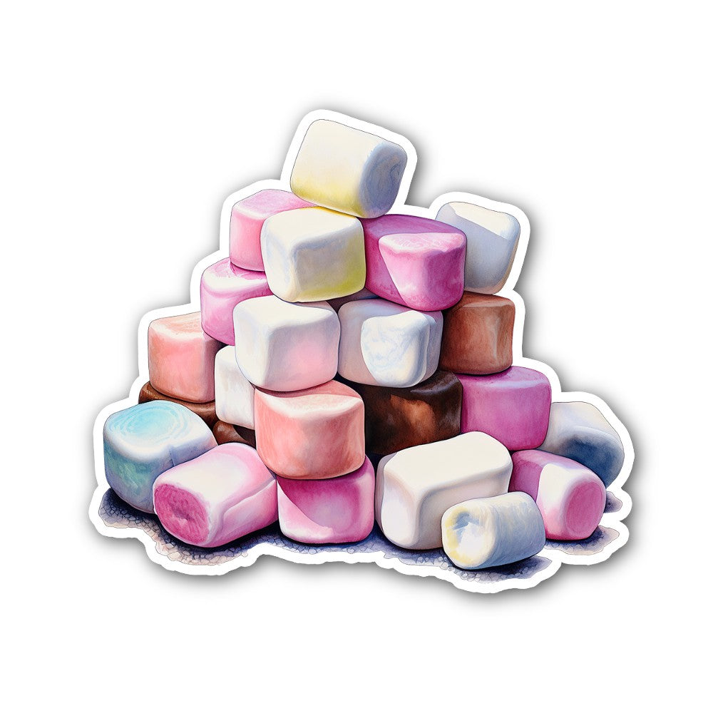 Marshmallow Sticker, Waterproof Vinyl Decal Sticker Indoor Or Outdoor 2 (Pieces) 3" and 5"