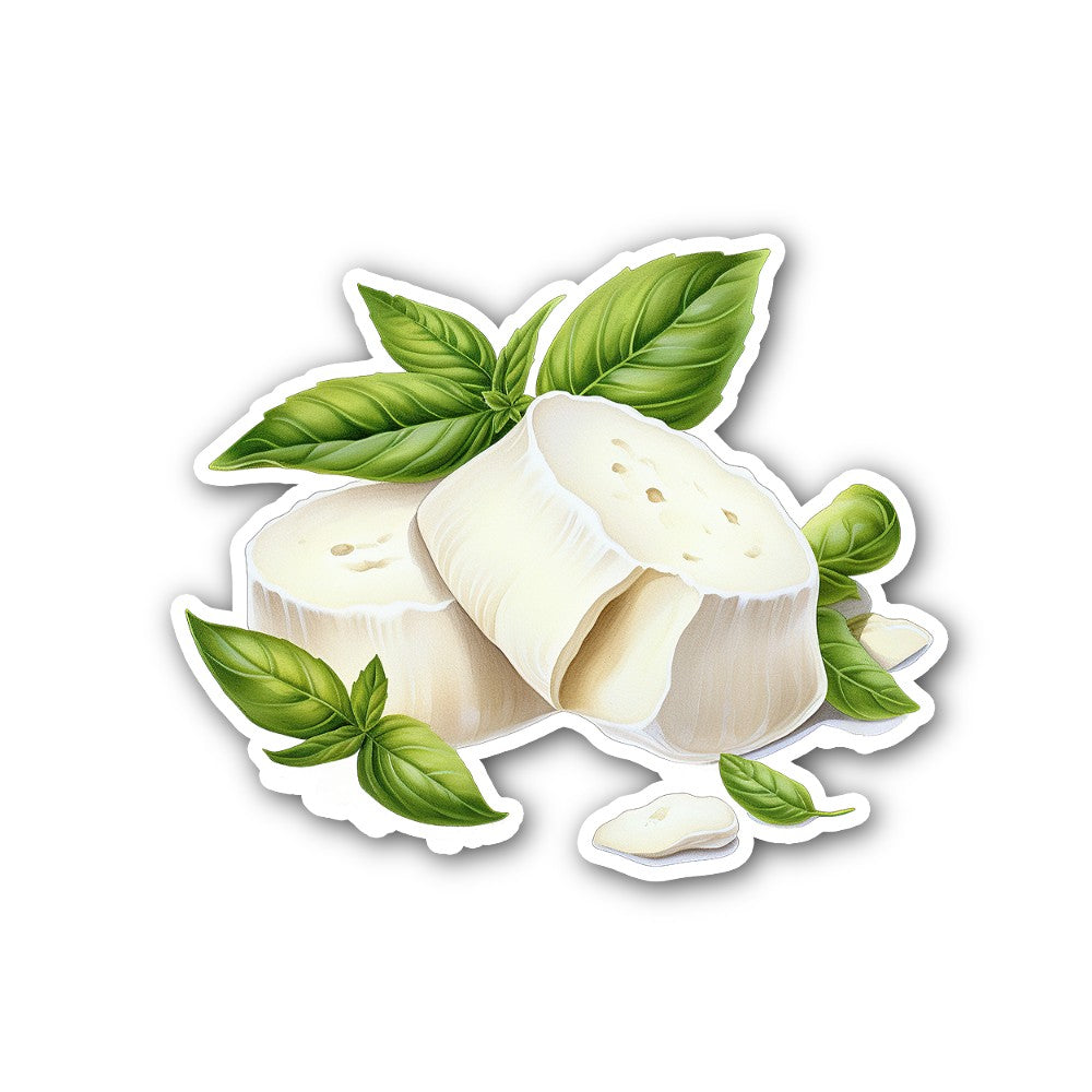 Mozzarella cheese basil Sticker, Waterproof Vinyl Decal Sticker Indoor Or Outdoor 2 (Pieces) 3" and 5"