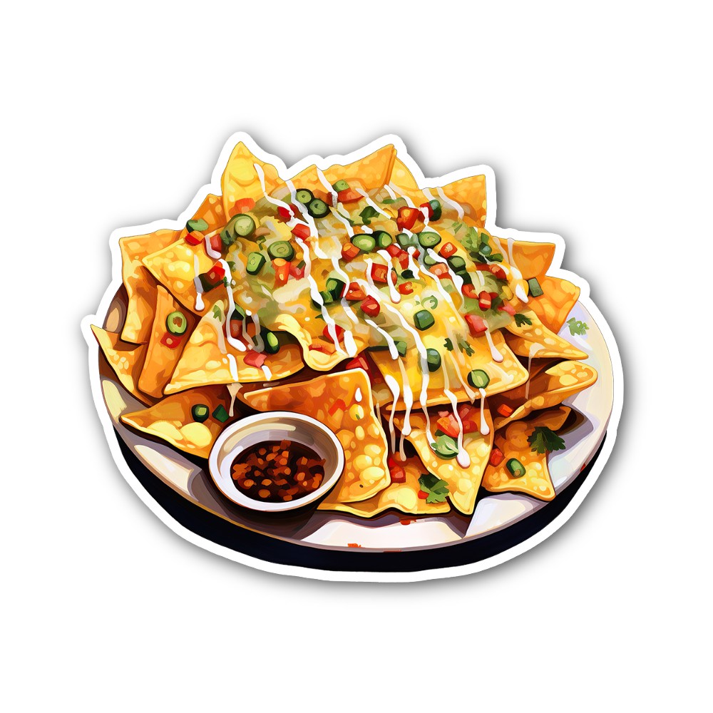 Nachos Sticker, Waterproof Vinyl Decal Sticker Indoor Or Outdoor 2 (Pieces) 3" and 5"
