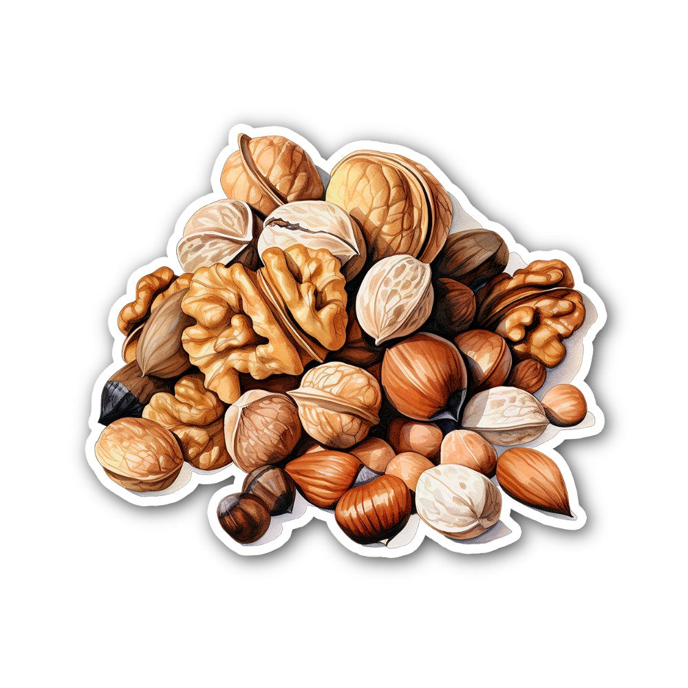 Nuts & Seeds Sticker, Waterproof Vinyl Decal Sticker Indoor Or Outdoor 2 (Pieces) 3" and 5"