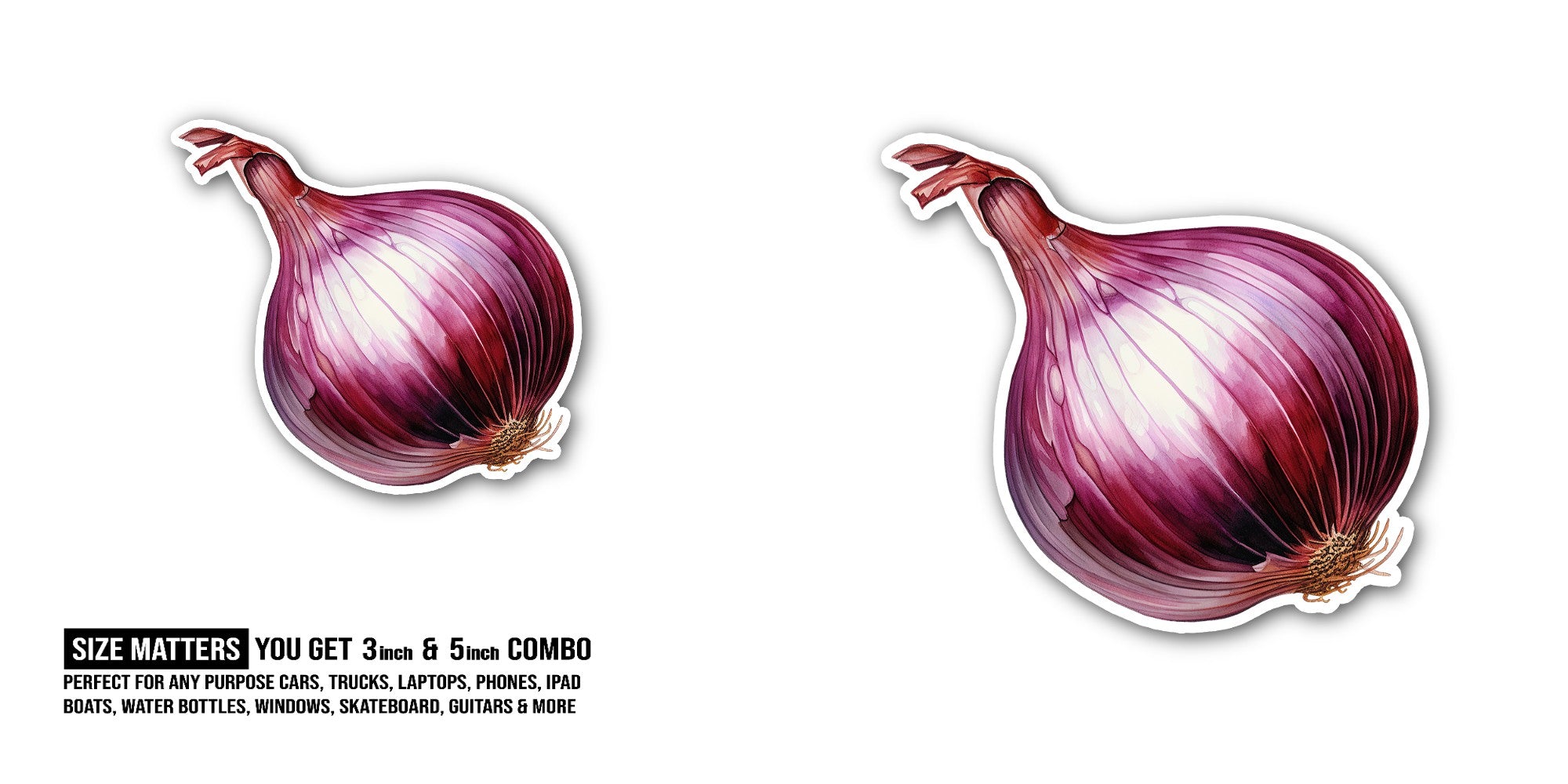 Onion Sticker, Waterproof Vinyl Decal Sticker Indoor Or Outdoor 2 (Pieces) 3" and 5"