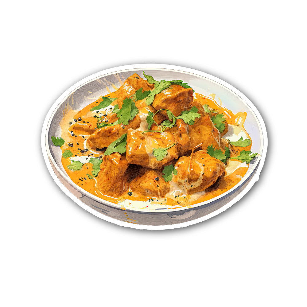 Butter chicken Sticker, Waterproof Vinyl Decal Sticker Indoor Or Outdoor 2 (Pieces) 3" and 5"