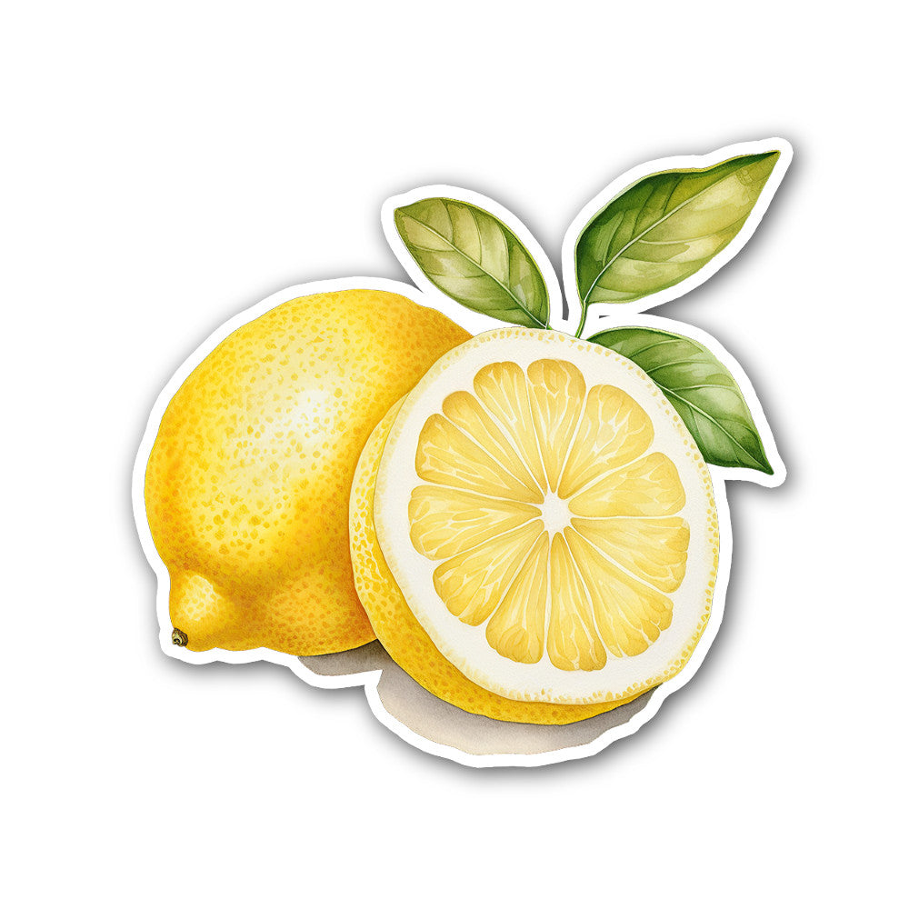 Lemon And Slices Sticker, Waterproof Vinyl Decal Sticker Indoor Or Outdoor 2 (Pieces) 3" and 5"