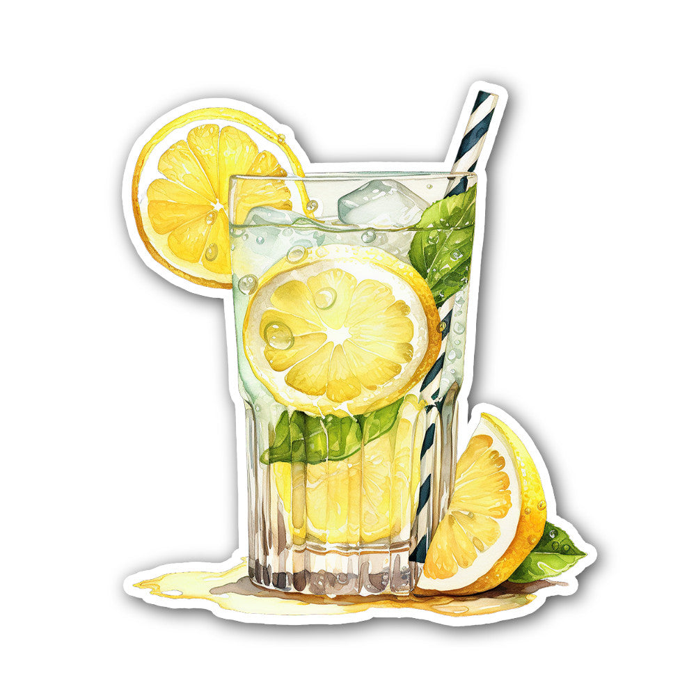 Lemon Juice Sticker, Waterproof Vinyl Decal Sticker Indoor Or Outdoor 2 (Pieces) 3" and 5"
