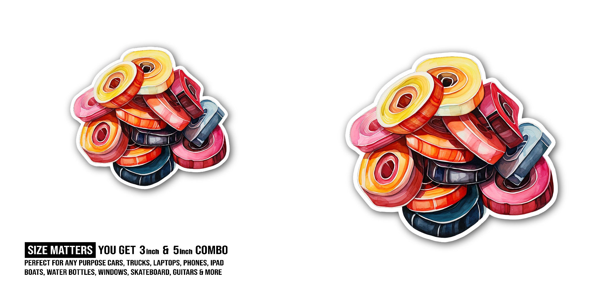 Candy Sticker, Waterproof Vinyl Decal Sticker Indoor Or Outdoor 2 (Pieces) 3" and 5"