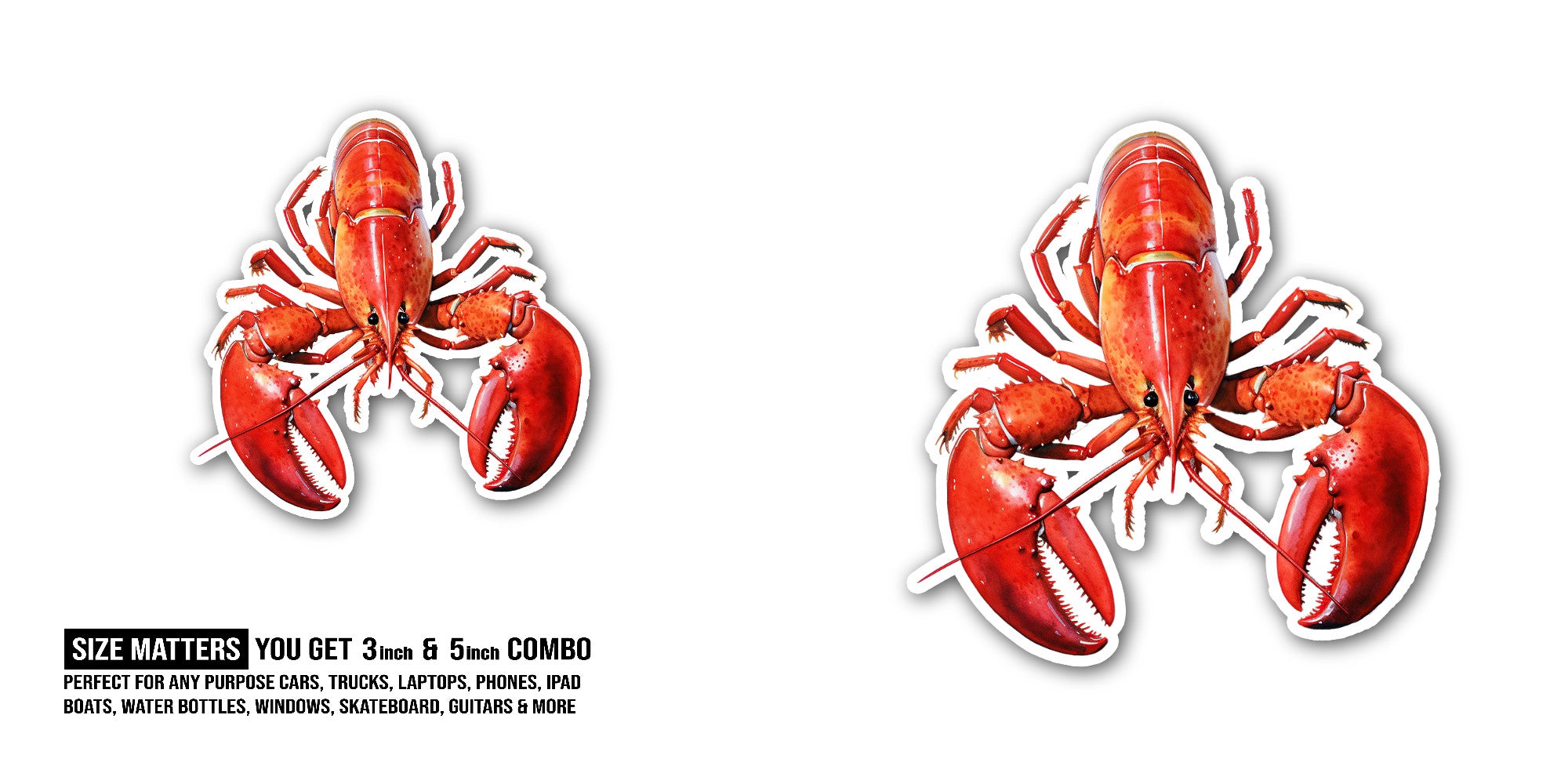 Red Lobster Sticker, Waterproof Vinyl Decal Sticker Indoor Or Outdoor 2 (Pieces) 3" and 5"