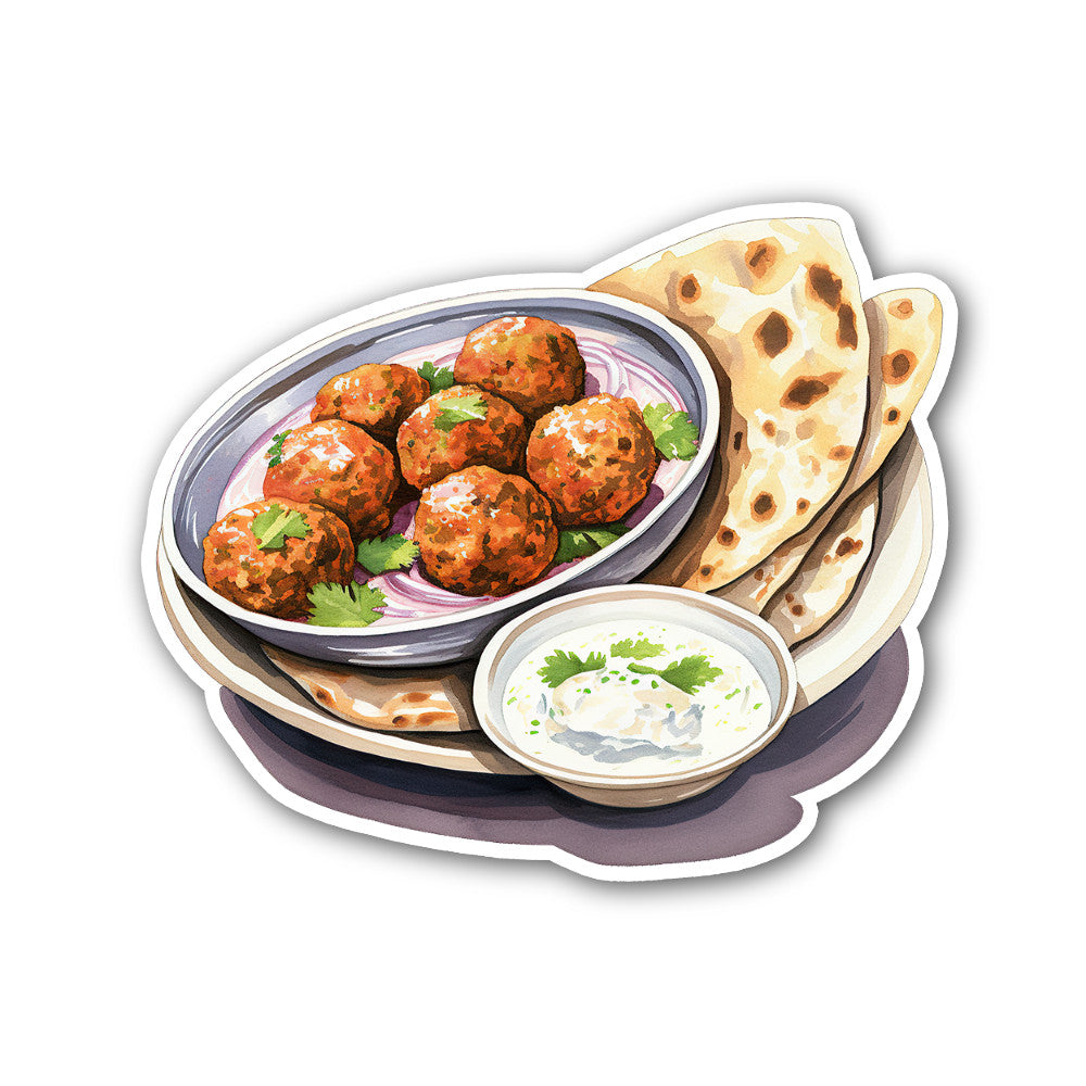 DELICIOUS Falafel Sticker, Waterproof Vinyl Decal Sticker Indoor Or Outdoor 2 (Pieces) 3" and 5"
