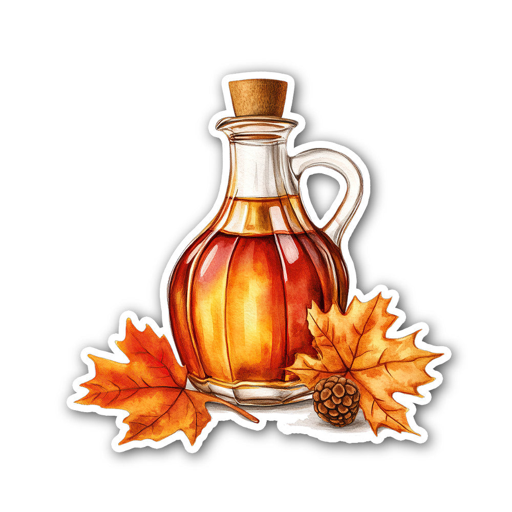 Maple syrup Sticker, Waterproof Vinyl Decal Sticker Indoor Or Outdoor 2 (Pieces) 3" and 5"