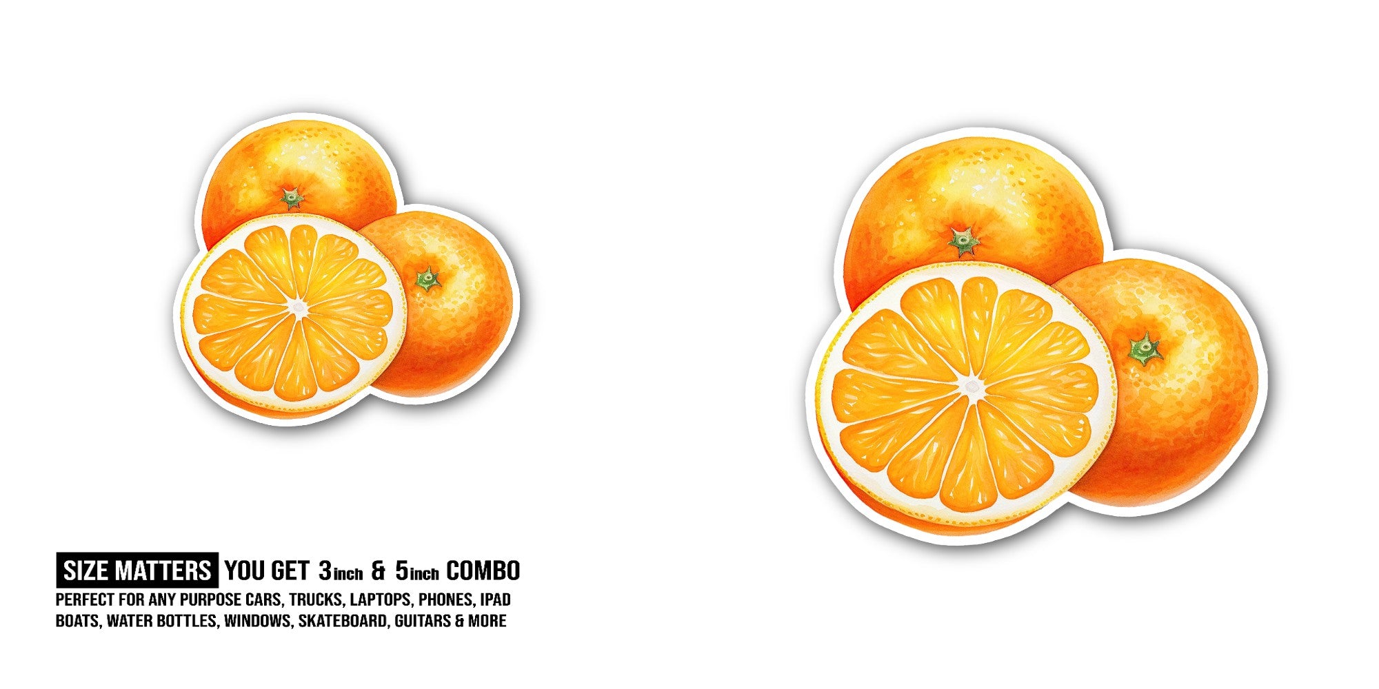 ORANGE COLOUR ORANGE Sticker, Waterproof Vinyl Decal Sticker Indoor Or Outdoor 2 (Pieces) 3" and 5"