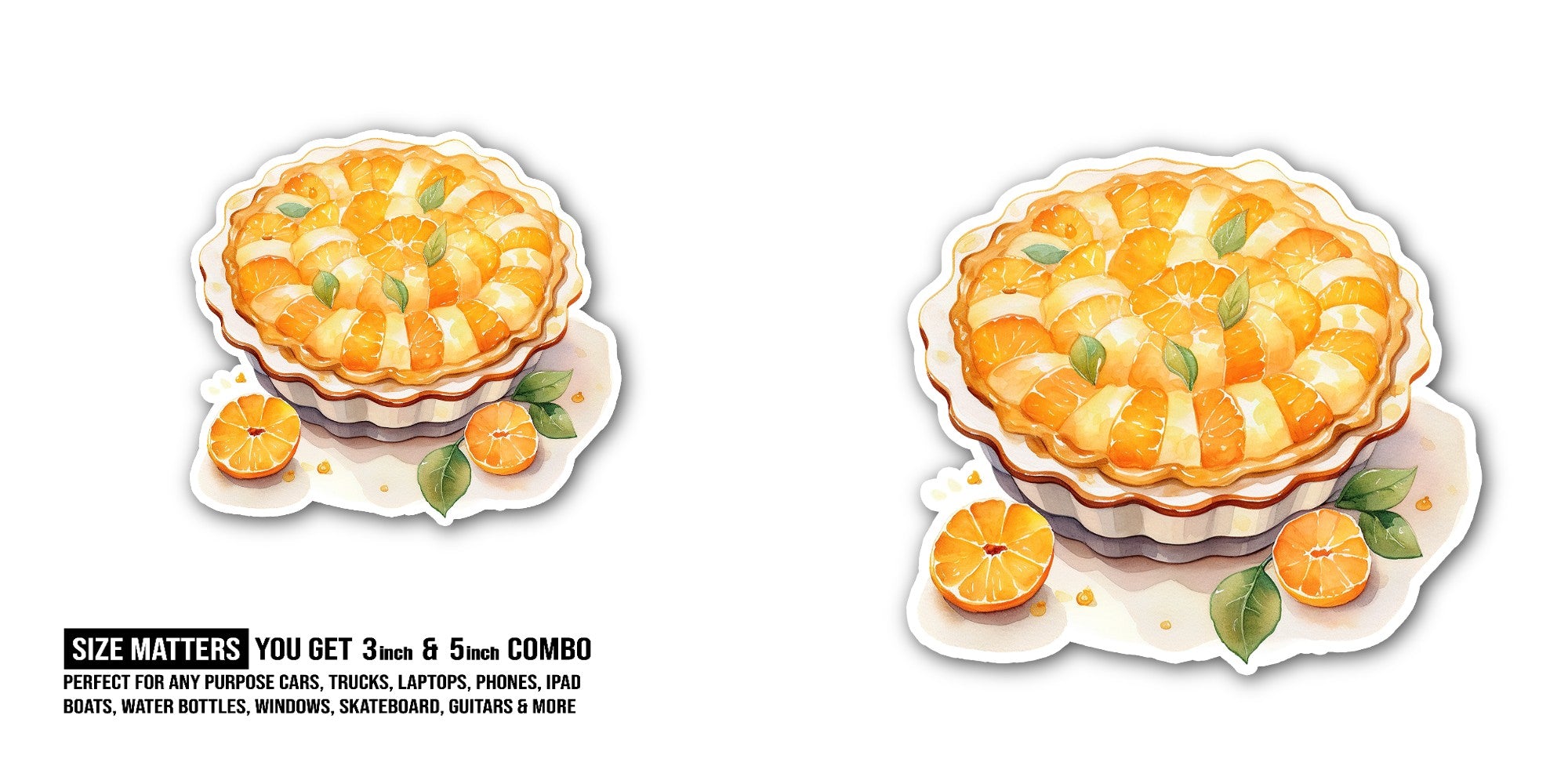 FLAVORFUL ORANGE COLOUR ORANGE Sticker, Waterproof Vinyl Decal Sticker Indoor Or Outdoor 2 (Pieces) 3" and 5"